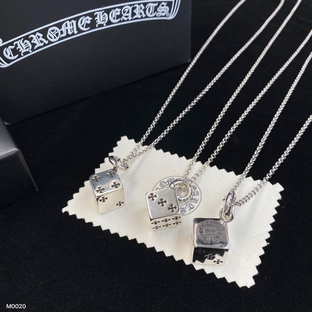 Chrome Hearts Sterling Silver Necklace with Logo Pendant